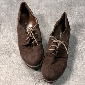 Brown Suede Oxford Platform Shoes